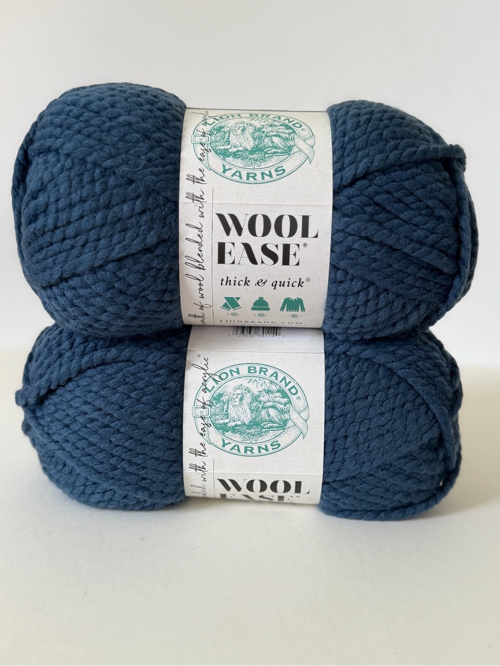 2 Lion Brand Yarn Wool Ease Thick & Quick DENIM Blue Twist 6 oz 106 Yds, NEW